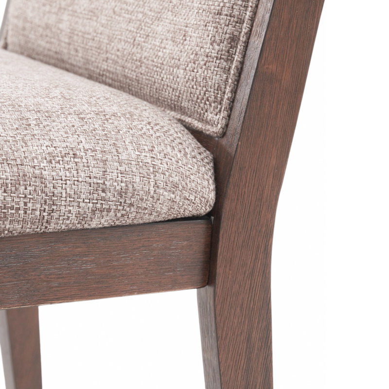 Farmhouse Upholstered Dining Chair in Distressed White