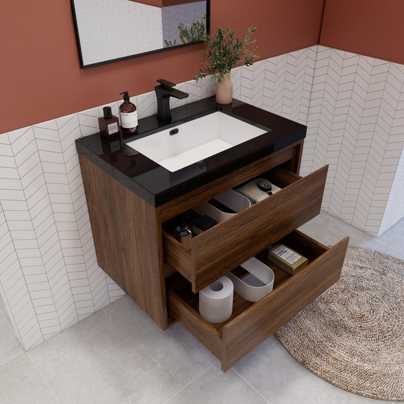 Meuble-lavabo simple l 29,52 po x P 20 po x H 25 po Vickye, Bois de rose