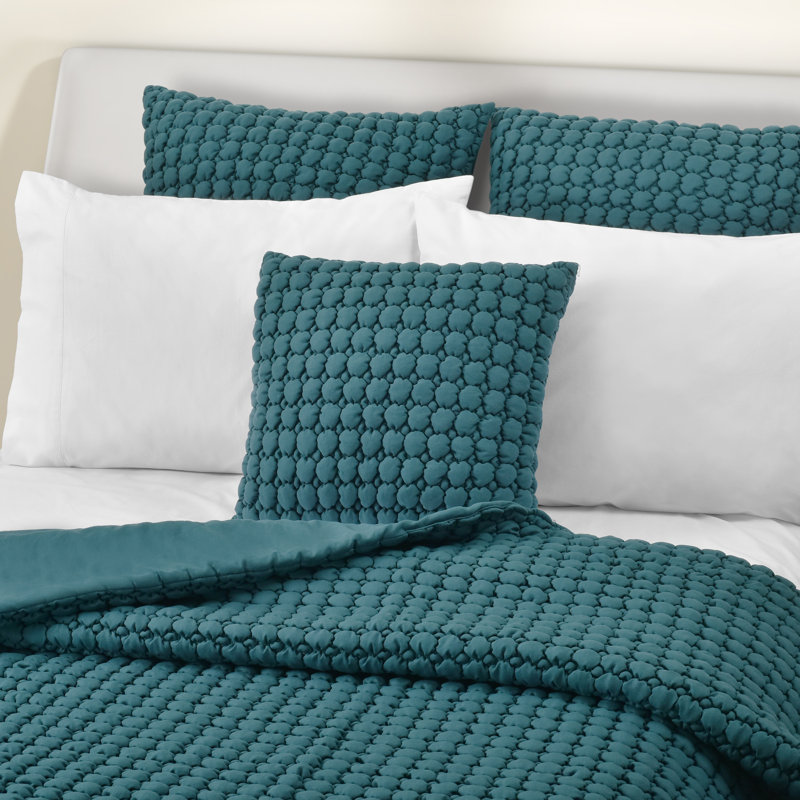 Coussin décoratif matelassé Marshmallow Puff, Sarcelle
