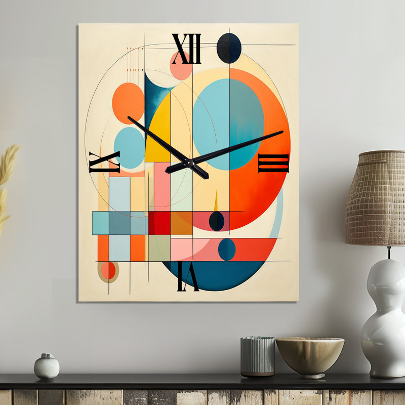 Horloge murale abstraite Serendipity Mid-Century Geometrics IV - Abstract, Grand