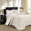 Couvre-lit double crème - réversible avec motif classique, rembourrage en coton pour le confort, fraîcheur surdimensionnée pour la chambre à coucher, finition