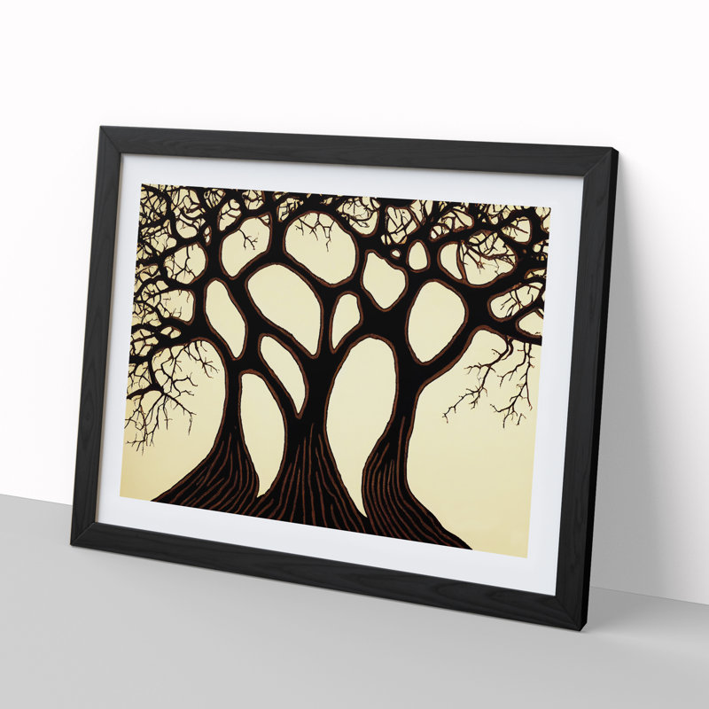 Idyllic Trees - Single Picture Frame Print, 46cm H x 64cm W, Black