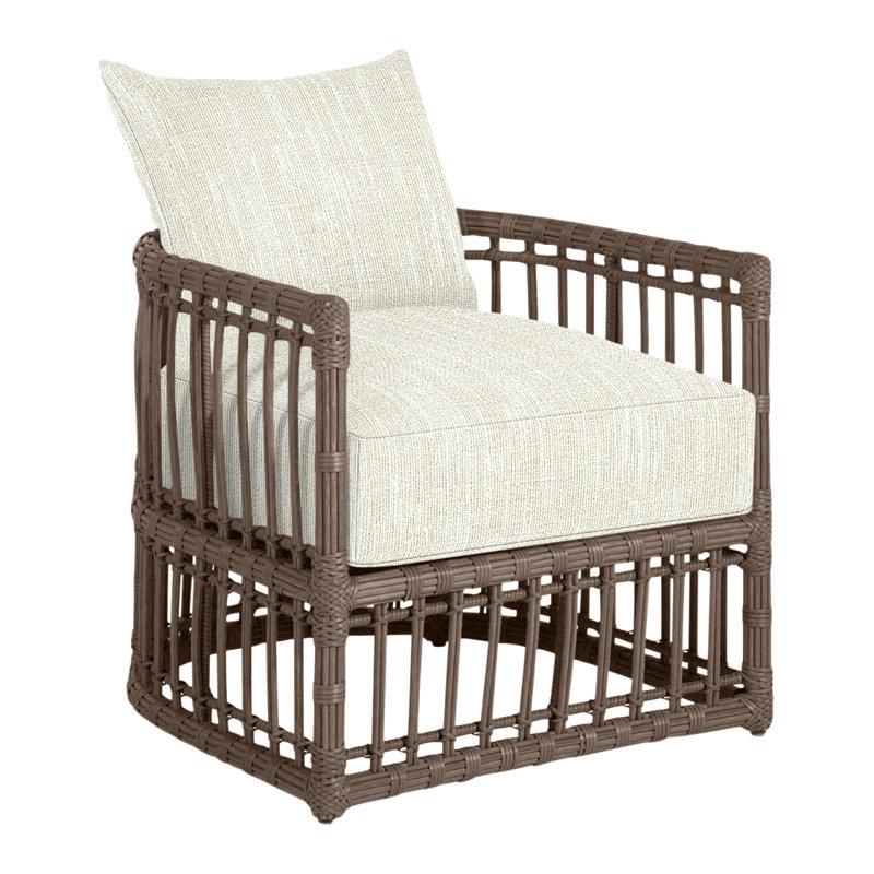 Newport Arm Chair with Cushions, Newport #66 Burlap, No Welt, Rollo Cream