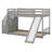 Solid Wood Twin Over Twin Low Bunk Bed With Slide And Storage Staircase-443324545