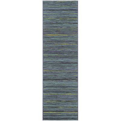 Tapis rayé bleu sarcelle à tissage plat bleu sarcelle Ellenton