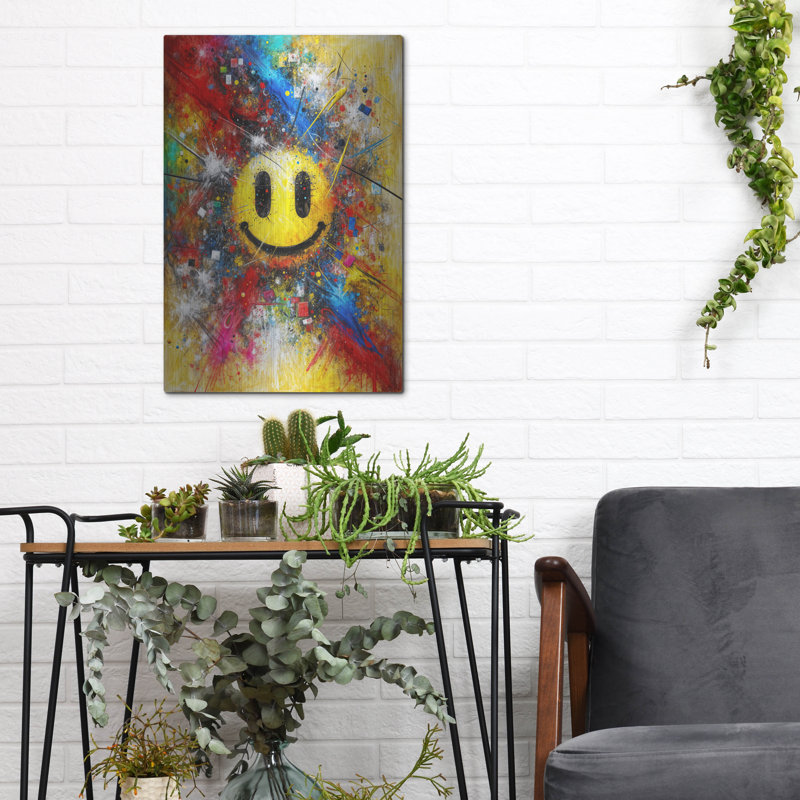 «Smiley Face» par Rey Klimt, art mural en métal, H 16 po x l 12 po