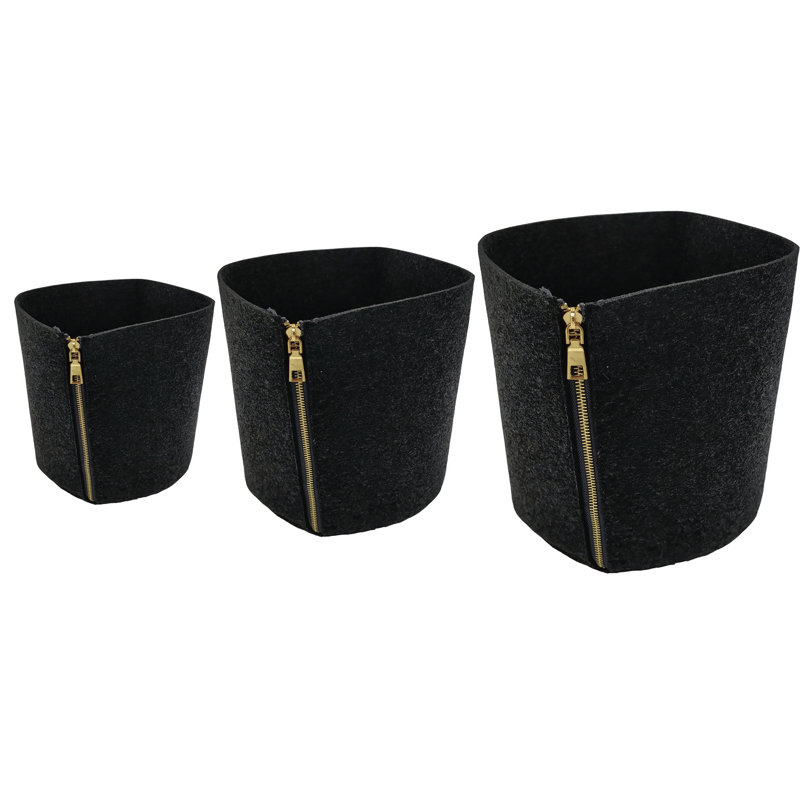 Ensemble 3 pièces de tissu de rangement et de feutre, Noir