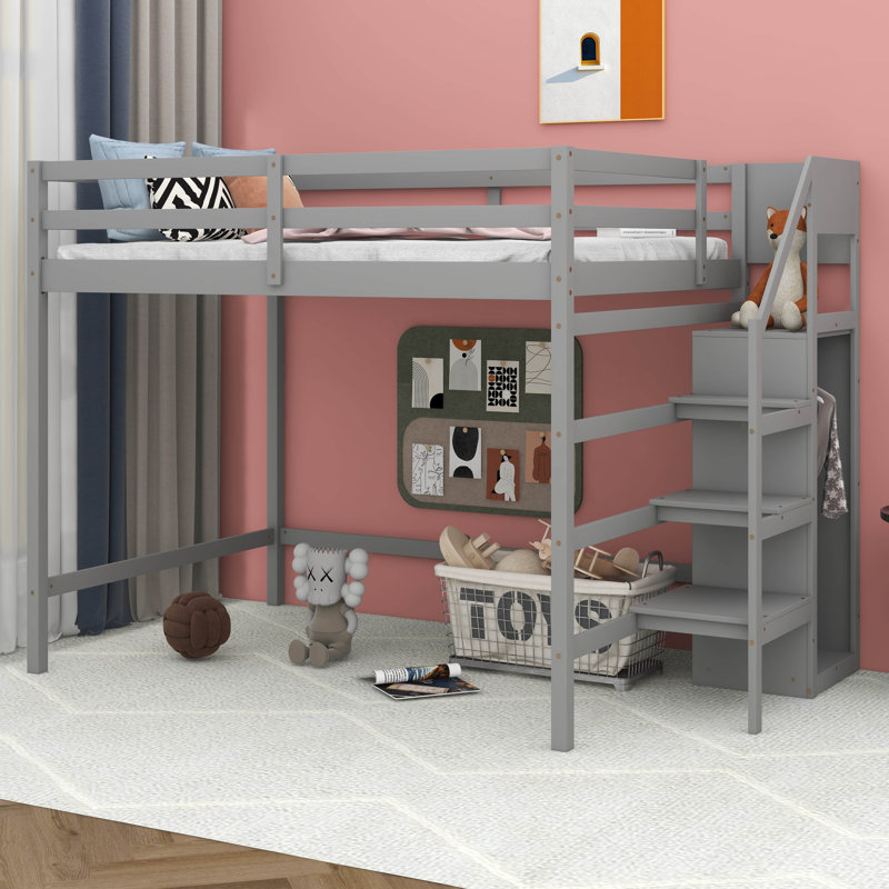 Lit mezzanine double Jahmel Kids, Gris