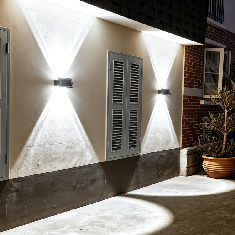2 - Head LED Solar Powered Outdoor Waterproof Security Area Light Dusk to Dawn for Garden Yard Pathway, White