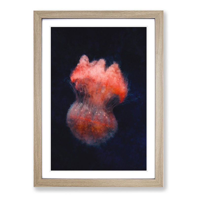 Jellyfish Vol.5 - Picture Frame Painting, 65cm H x 48cm W x 2cm D, Oak
