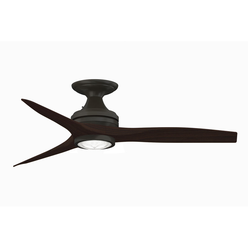 Spitfire 48 inch Flush Indoor/Outdoor Ceiling Fan with LED Light Kit - Dark Bronze with Dark Walnut Blades, Walnut