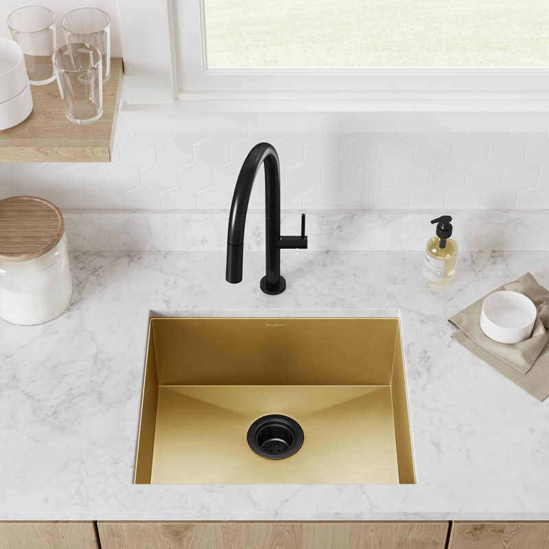 Tourner 21 x 18 Stainless Steel, Single Basin, Undermount Kitchen Sink, Gold, Gold