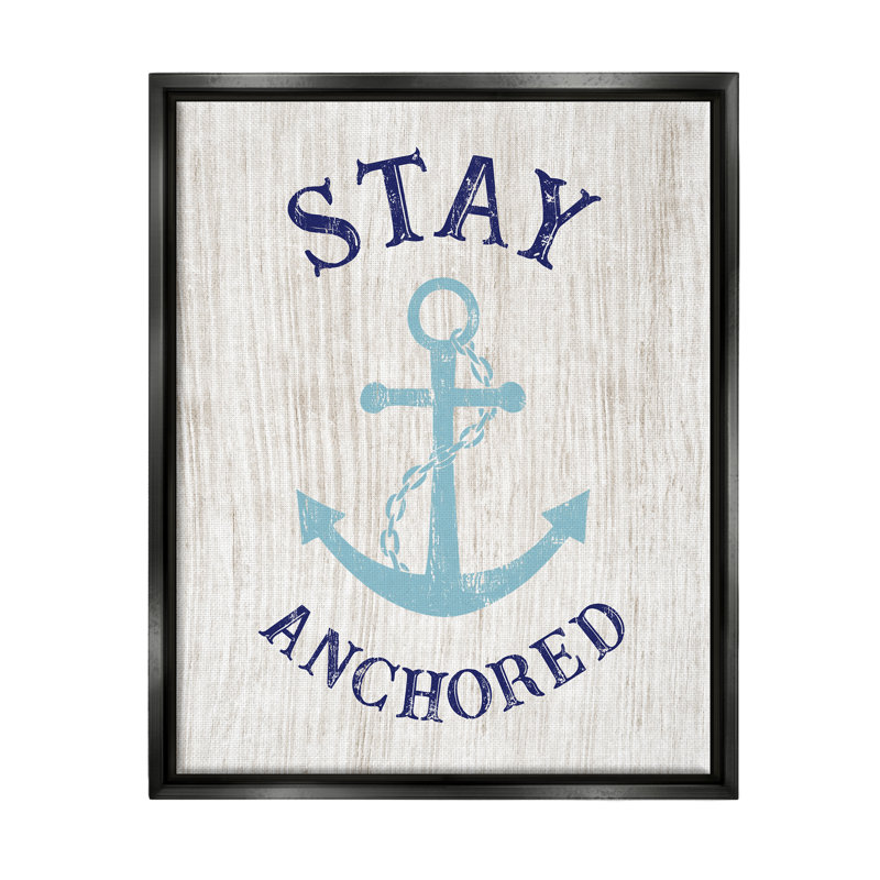 «Stay Anchored Rustic Nautical Beach» par CAD Designs, Cadre flottant noir de jais, H 21 po x l 17 po x P 1,7 po