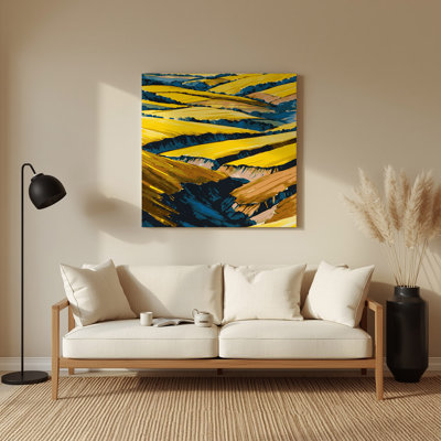Aquarelle, paysage, 48, art mural en métal jaune
