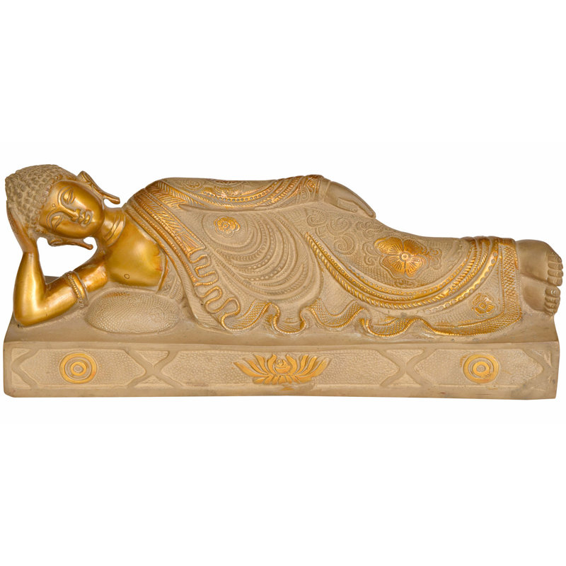 Figurine Mahaparinirvana Buddha, Or cimenté