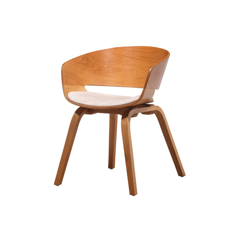 Chaise d'appoint en bois massif Hirotaka en brun / blanc