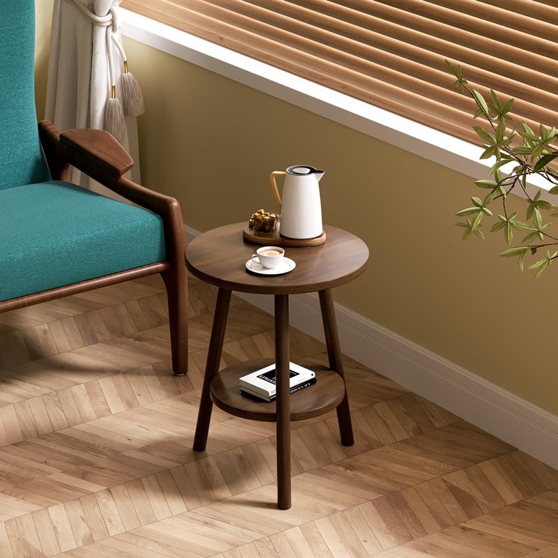 Table d'appoint ronde double épaisseur, Noyer, Noyer
