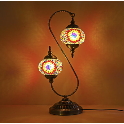 Beautiful Turkish Mosaic Stained Glass Tiffany Style Lamp