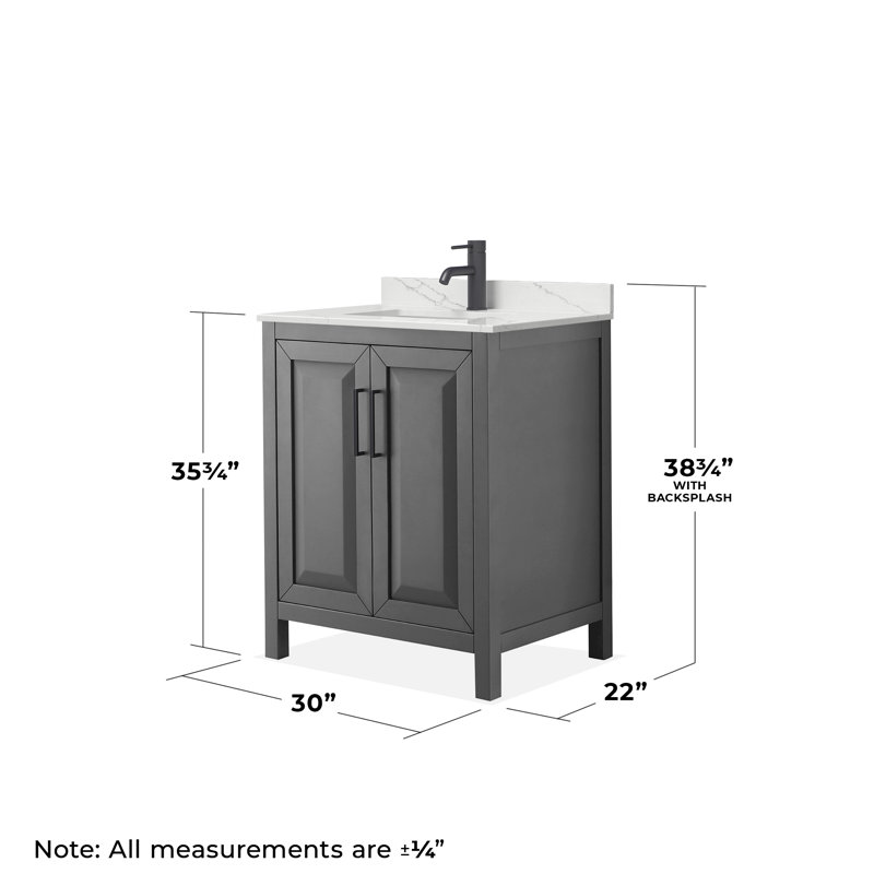 Daria 30'' W Vanity, Matte Black, Gray, Giotto Quartz