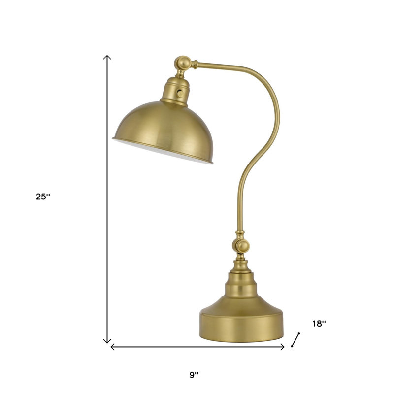 Lampe de table en métal 25 "avec abat-jour dôme, Laiton antique