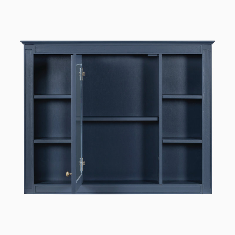 Armoire à pharmacie de 35 po x 27,5 po, armoire de rangement murale pour salle de bain, armoire de salle de bain moderne avec miroir, armoire à miroir avec 6 tablettes ouvertes (meuble-lavabo non inclus)