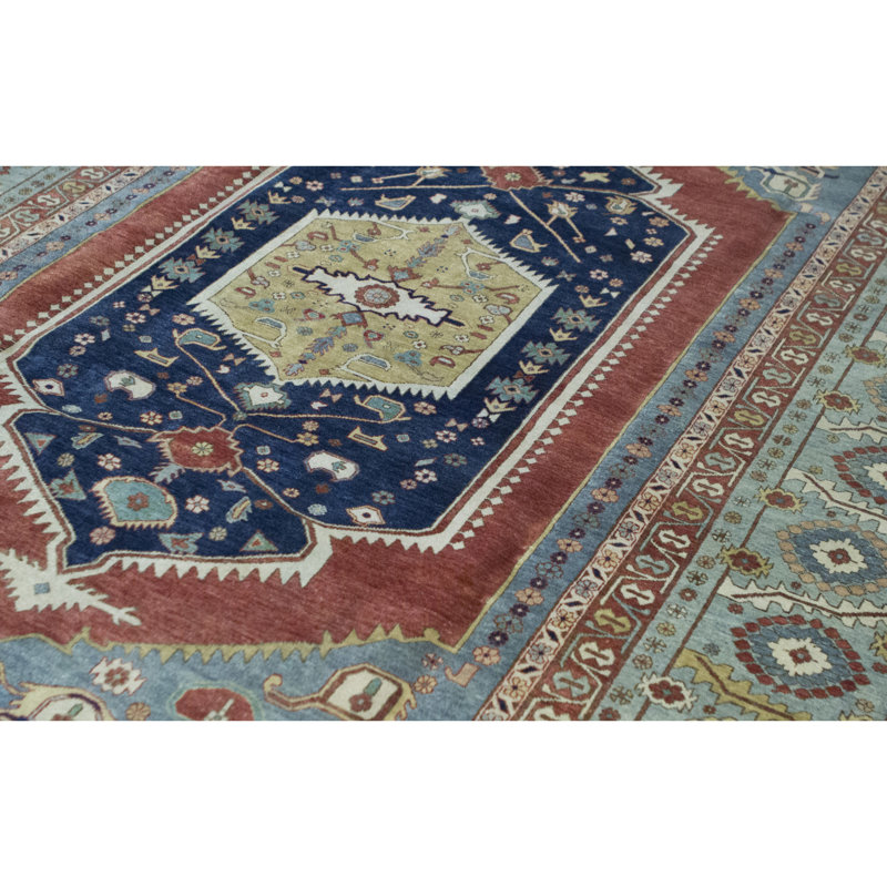 Bakshahesh Wool Oriental Area Rug in Red/Navy Blue/Green, Rectangle 9'2" x 12'