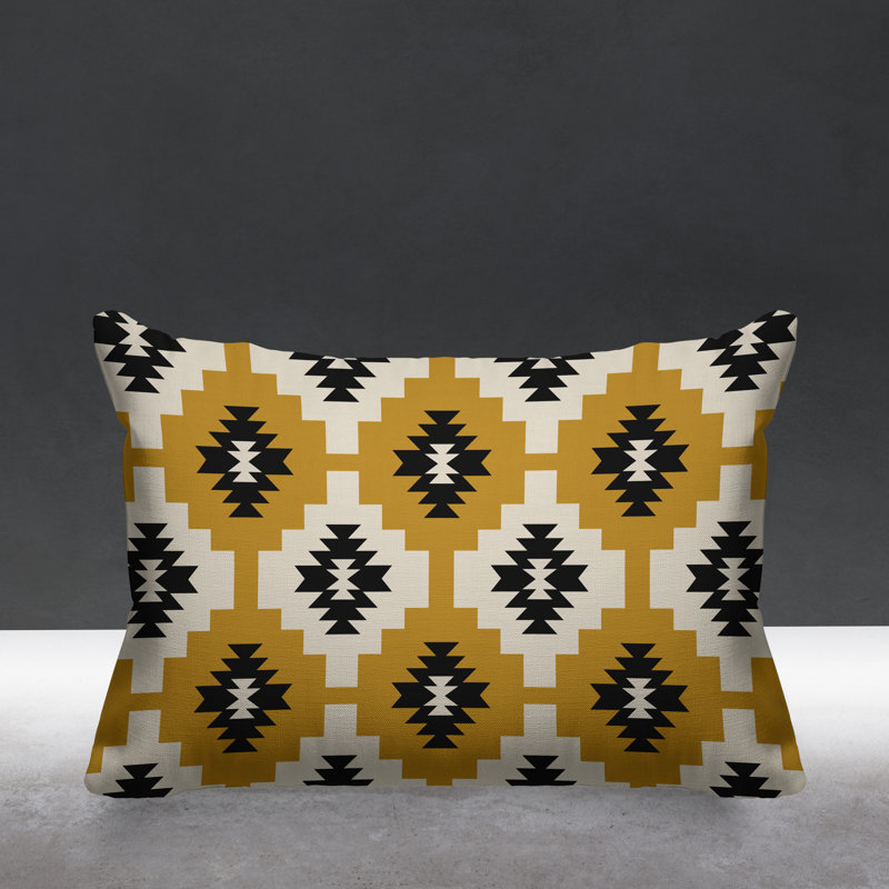 Coussin intérieur / extérieur Hinto Southwestern, Jaune, 15 po x 15 po, Carré