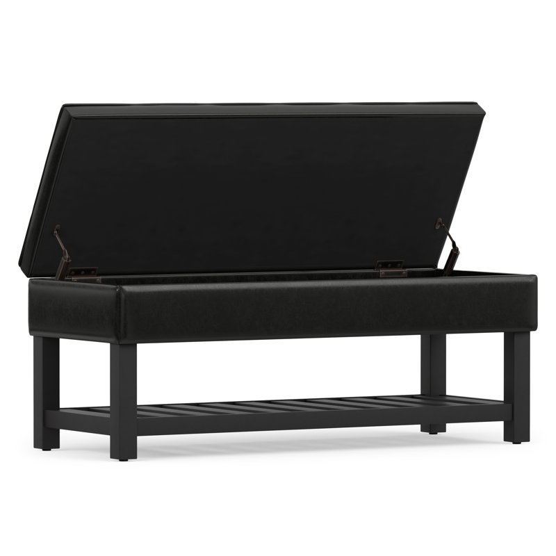 Banc de rangement avec repose-pieds capitonné et tablette ouverte Cosmopolitan, Nuit noire