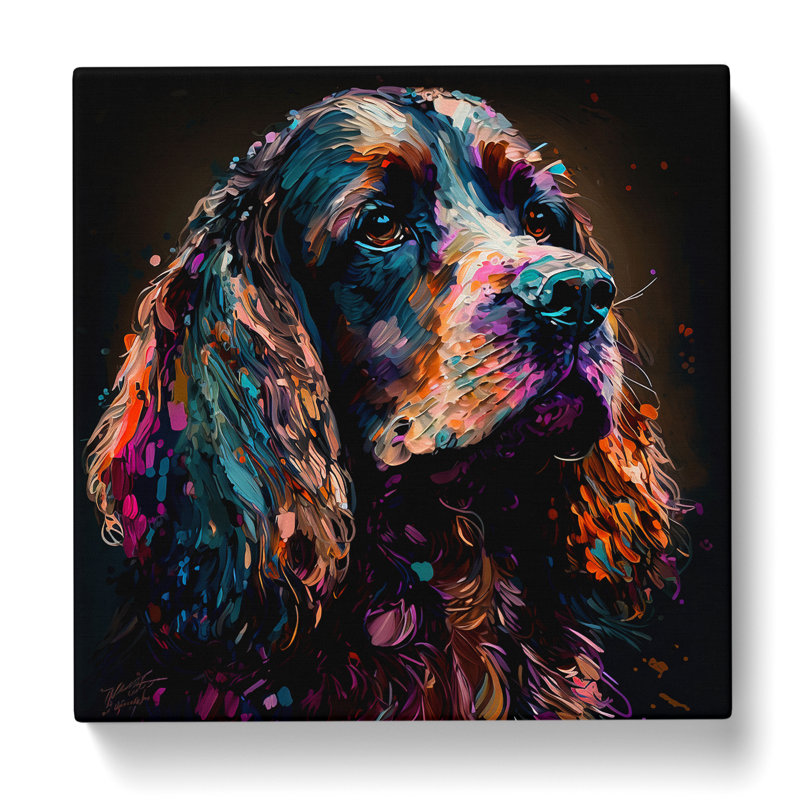Cocker Spaniel Palette Knife Painting - Wrapped Canvas, 50cmH x 50cmW
