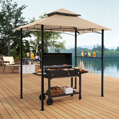 8 FT. W X 5 FT. D Steel Frame Grill Gazebo with Waterproof & Anti-UV Canopy