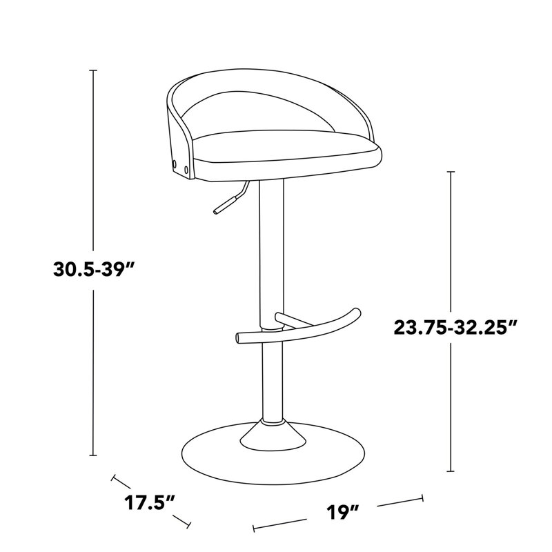 Tabouret de bar réglable, Natural/Black, 3