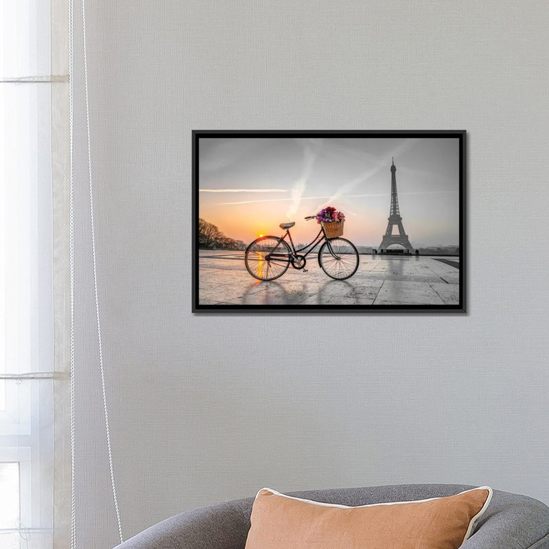 « paris ix », impression sur toile, H 18 po x l 26 po x P 1,5 po, Toile avec cadre noir, Pas de tapis