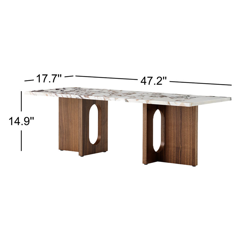Androgyne Stone Coffee Table, Dark Stained Oak, Calacatta Viola