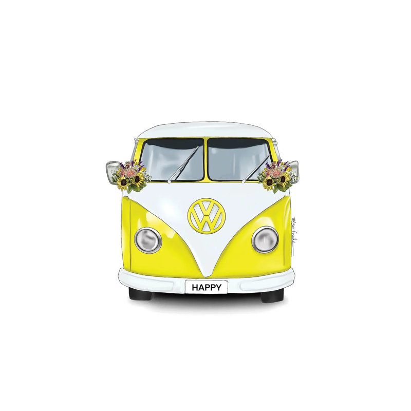 Happy Kombi Yellow by Elza Fouche - Wrapped Canvas Painting, 66.04 cm H x 45.72 cm W