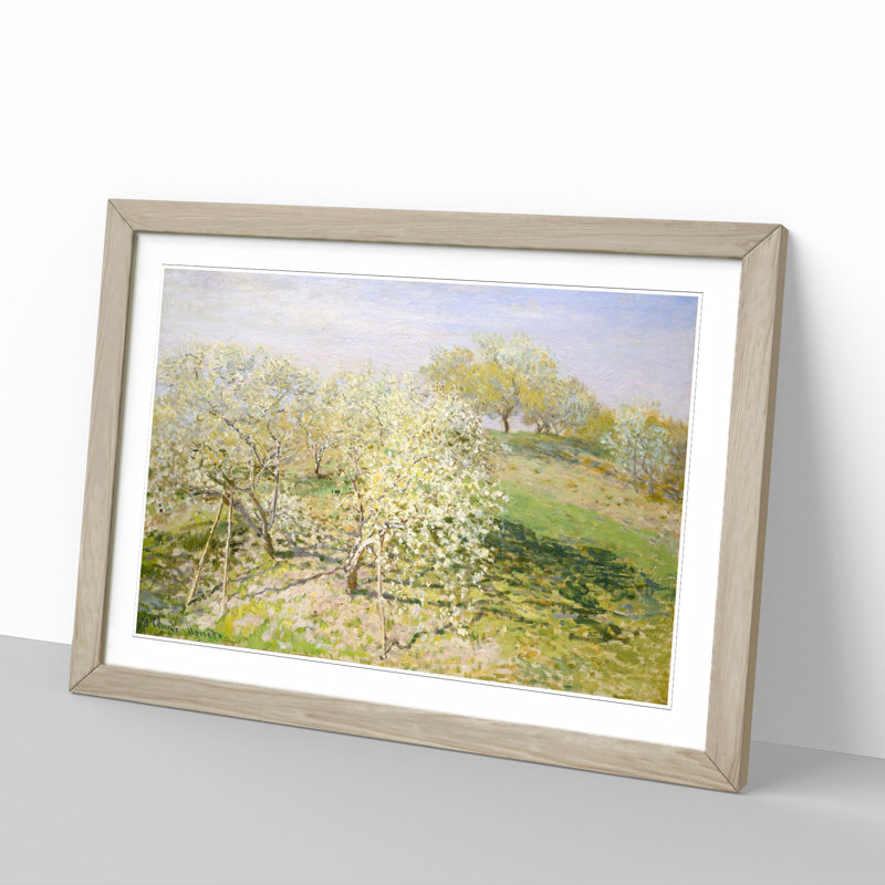 Spring Fruit Trees in Bloom by Claude Monet - Picture Frame Painting, Oak, 48cm H x 65cm W x 2cm D
