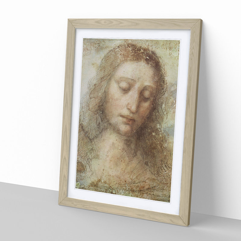 Head of Christ by Leonardo Da Vinci - Framed Print, Oak Framed, 48cm H x 36cm W x 2cm D