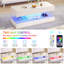 Table basse 47,3 po moderne à DEL ultrabrillante avec 2 tiroirs de rangement, lumière centrale RVB de contrôle APP, imperméable et résistante aux égratignures-766275198-798845216-766274248
