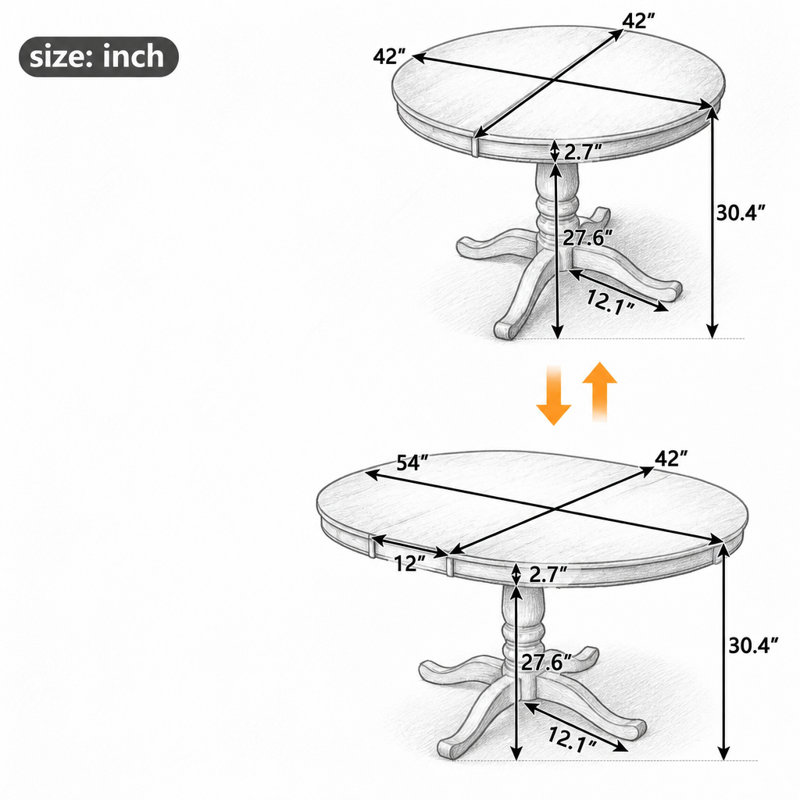 Table de salle à manger ronde moderne avec fini bois naturel, idéale pour les petites cuisines et les repas en famille.