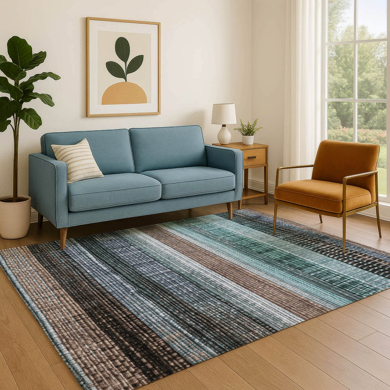 Premium Machine Washable Crestover AMF1873 Stripes Rug, Rectangle 10' x 14'
