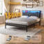 Upholstered Bed Frame with Charging Station and LED Lights-840921218