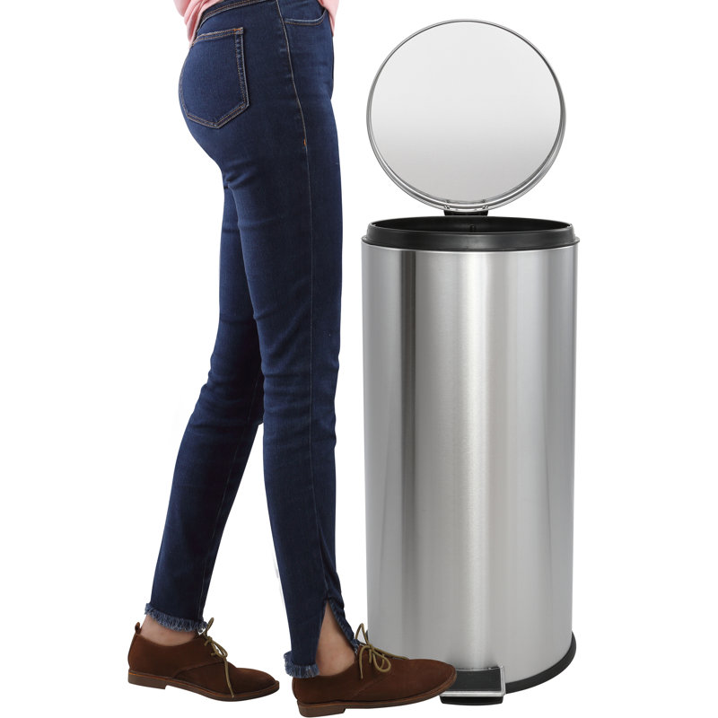 Oscar 8-Gallon Stainless Steel Step-Open Trash Can with Mini Bin