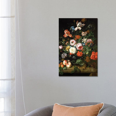 Still Life With Flowers by Rachel Ruysch - Wrapped Canvas Print