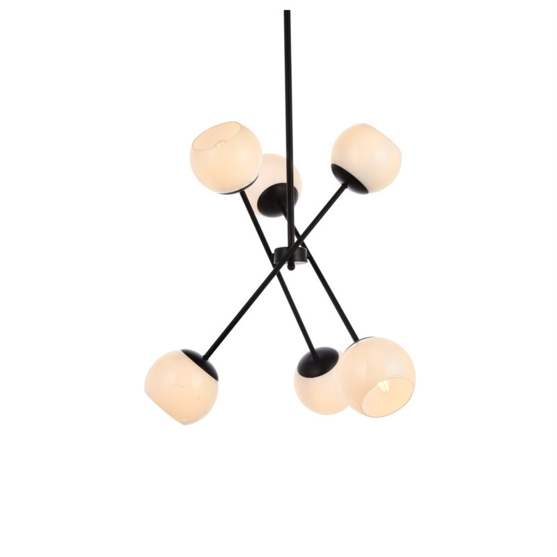 Lustre sphérique spoutnik 6 lumières Geza, Noir, Blanc