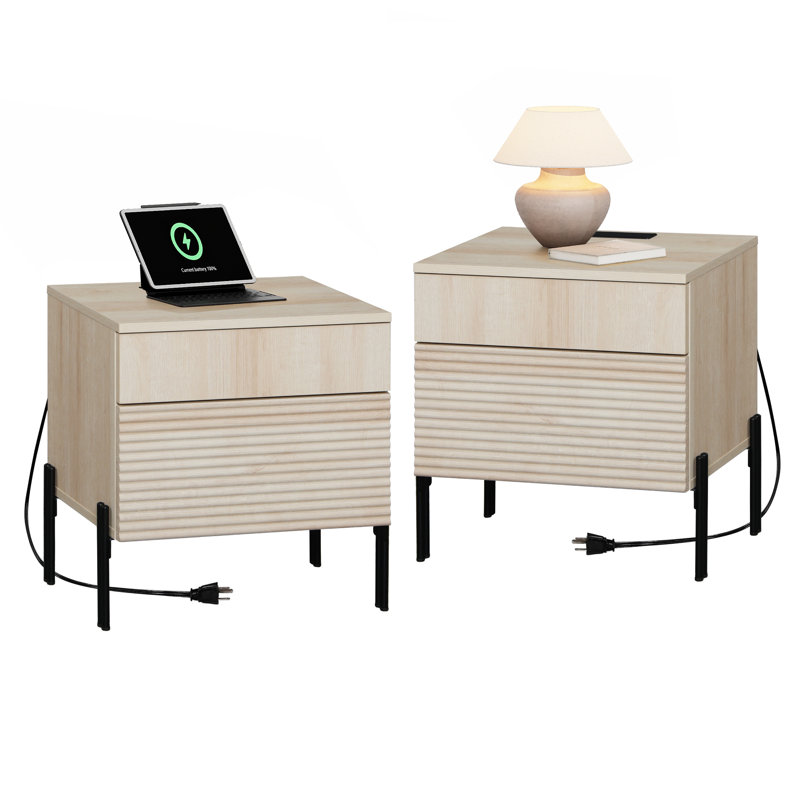Table de chevet Modern, Ensemble de 2, Beige