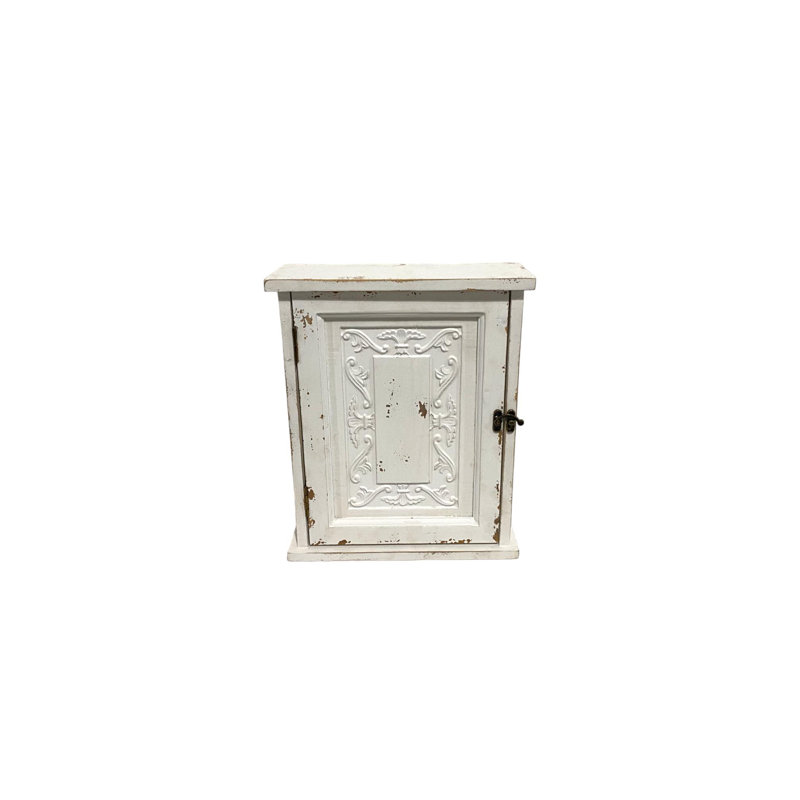 Wash Wall Key Cabinet, 12" H x 3" W x 8" D, White