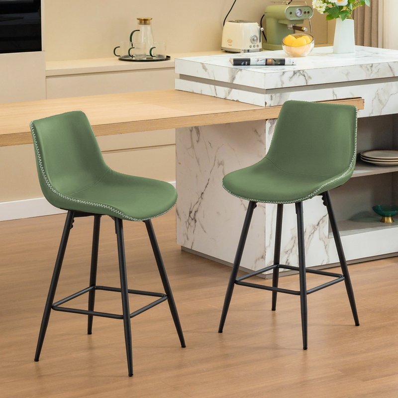 Tabouret de comptoir moderne en similicuir, Tabouret de comptoir (siège d'une hauteur de 24 p, 2, Vert