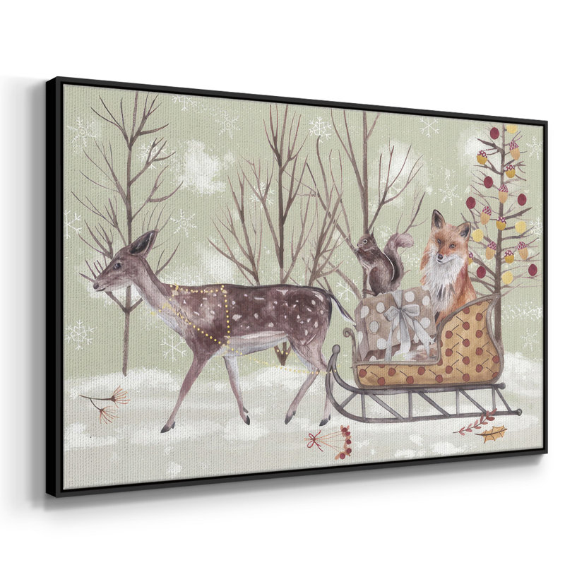 Christmas Time Collection A, reproduction d'art sur toile, Cadre flottant noir, H 25 po x l 37 po x P 1,5 po