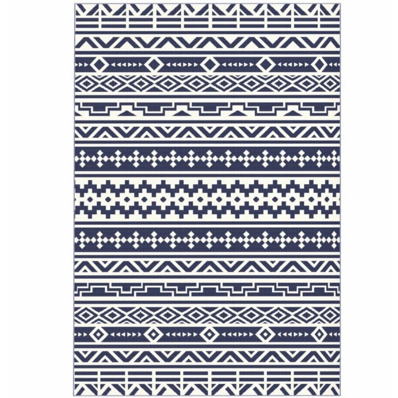 Tapis de style géométrique, tapis d'extérieur réversible, paille de plastique imperméable avec sac de transport