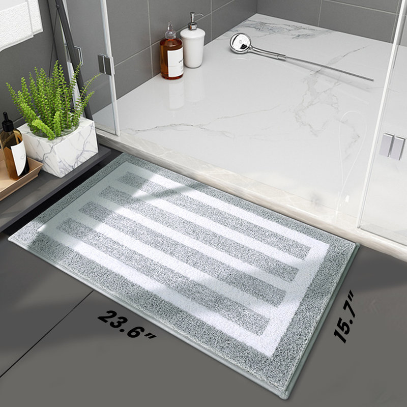 Chenille Soft Plush Bath Rugs Set For Bathroom Water Absorbent & Non-Slip,Grey,, 16" L x 24" W, Single
