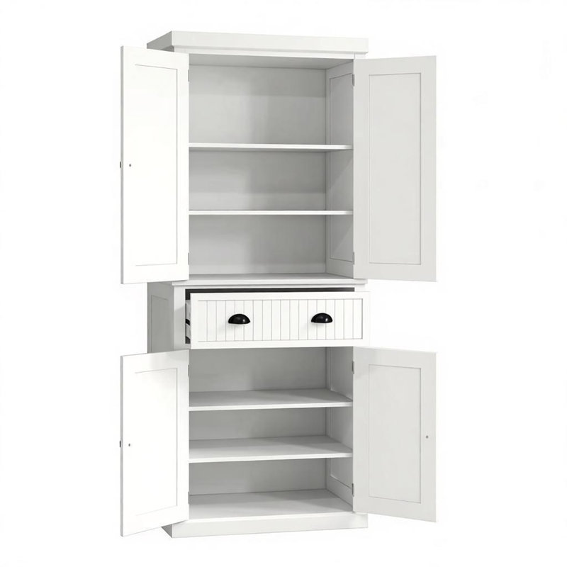 Armoire de rangement autoportante, armoire de cuisine avec tablettes réglables, élégante armoire de salle de bain